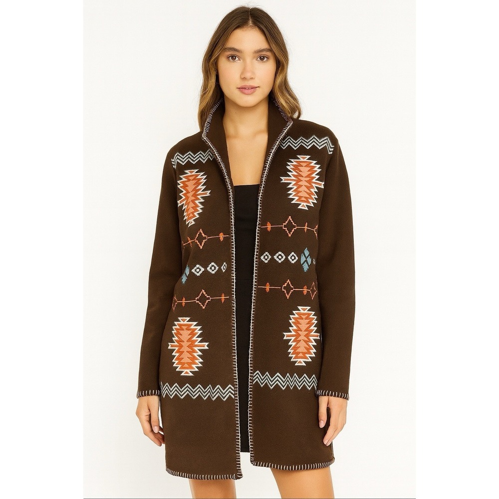 Outback TradingCompany SantaFe FleeceJacket  Geometric Aztec Print‎ Zip Size MD